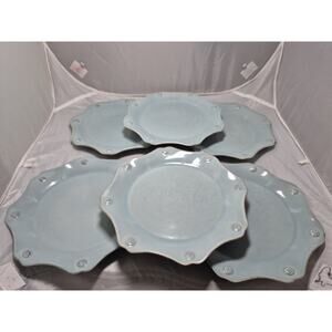 💥 6 Juliska Berry & Thread Ice Blue 9" Scalloped Salad Dessert Plate
